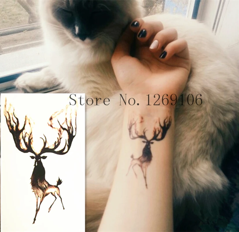 10x6 см модный стикер с рисунком оленя для бега|fashion tattoo|tattoos galaxyfashion activities |