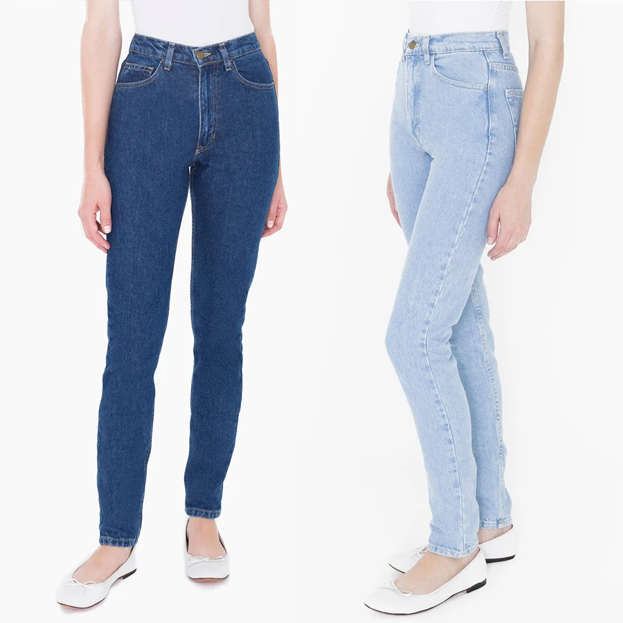 Women Classic Dark Wash High Waist Slim Mom Jeans pants