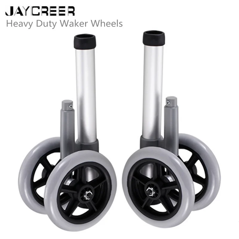 

JayCreer Heavy-Duty 5 Silver Vein Universal Walker 5 Inch 2 Grey Wheels