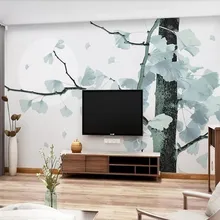 Custom wallpaper new Chinese Nordic style ginkgo modern minimalist wall decoration waterproof material Custom wallpaper new Chinese Nordic style ginkgo modern minimalist wall decoration waterproof material