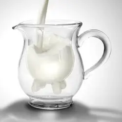 Горячая Распродажа двухэтажные Стекло чашки с ручкой ручной работы Корова вымени Стиль кружки молока очистить тело творческий стеклянный