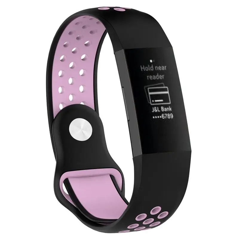 Спортивный ремешок для Fitbit Charge 3 умный браслет Сменные наручные силиконовые часы ремешок для Fitbit Charge3 pulsera correa - Цвет: Black pink