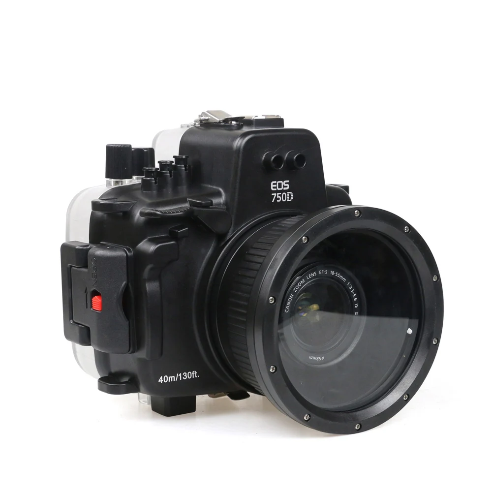 

40M 130ft Waterproof Underwater Housing Camera Diving Case Cover for Canon EOS 760D 750D Supports 18-55mm 18-135mm Lens