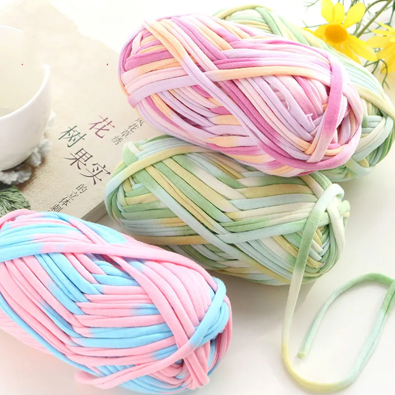 

100g 32M Dyed Cloth Fancy Yarn Hand Knitted Crochet Hook Bag Cushion Carpet DIY Weaving Thick Yarn for Knitting