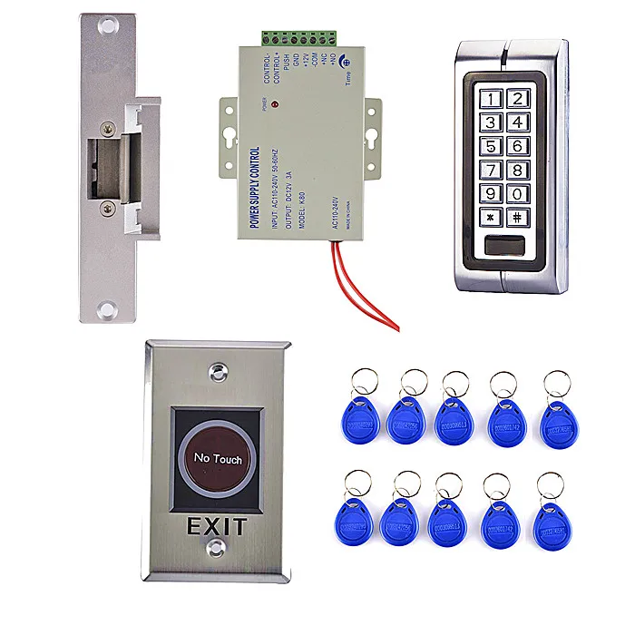 

Secure Door Locks RFID Reader Metal Keypad Door Access Control Kit+ Magnetic lock Lock+10 ID Cards125KHz