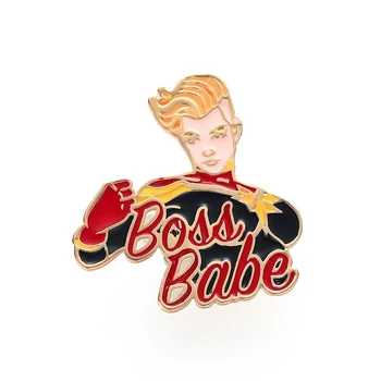 

Captain Marvel Action Figure Hard Enamel Pin,the Ms. Marvel Boss Babe Letter Brooch Lapel,The Avengers Movie Jewelry Wholesale