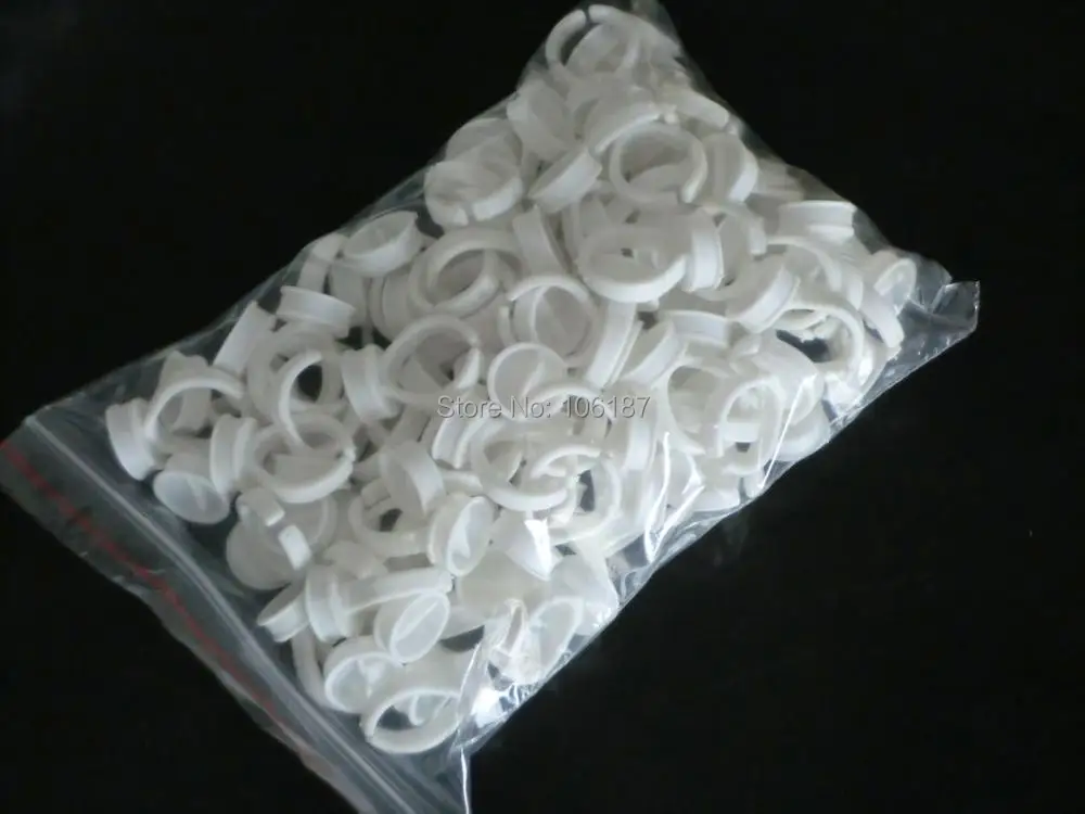 

100Pcs had separator White Plastic Ring Ink Holders / Caps - for Permanent Tattoo / Makeup - Eyebrow, Eyeliner, Lip