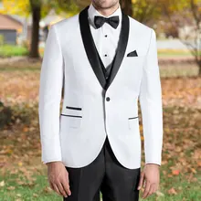 На заказ свадебные костюмы для жениха носить мужской смокинг белый Высокое качество