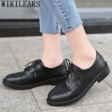 fashion oxford shoes for women black leather shoes women mocassim feminino korean style women creepers zapatos de mujer ayakkabi