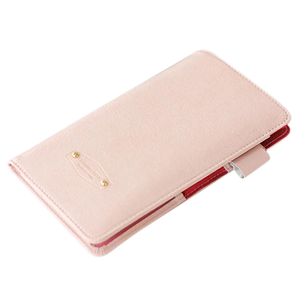 

New Fashion Iconic Anti-Degaussing Leather Women Passport Wallet Holder Travel Credit Card Package ID Storage Bag-pink