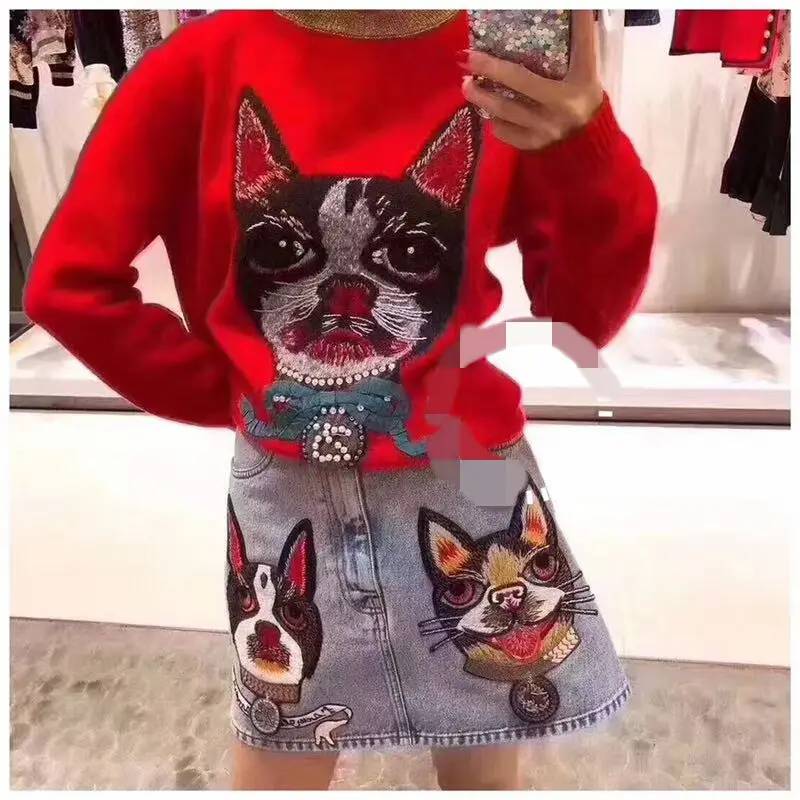 

1pcs New Naughty dog head Embroidery applique paillette fabric sweater clothes patch stickers t-shirt skirt diy decoration
