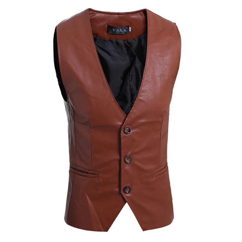 Mens Suit Vest New Men's Slim Plus Size Leather Vest Simple and Stylish Wild Vest Business Vest Waistcoat Waist Coat for Men