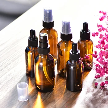 

Refillable Bottles Set Travel Kit Empty Pressed Shampoo Portable Spray Atomizer Diffuser Glass Aromatherapy Liquid Pipette