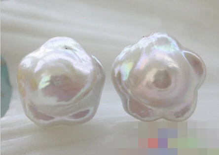 

Hot selling> free shipping 00378 plum blossom white keshi reborn pearl stud earring -Bride jewelry free shipping