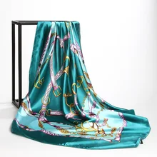 Модный платок шейный платок для женщин Шелковый атласный шарф для волос Женский 90 см* 90 см квадратные шали большие хиджаб шарфы для женщин