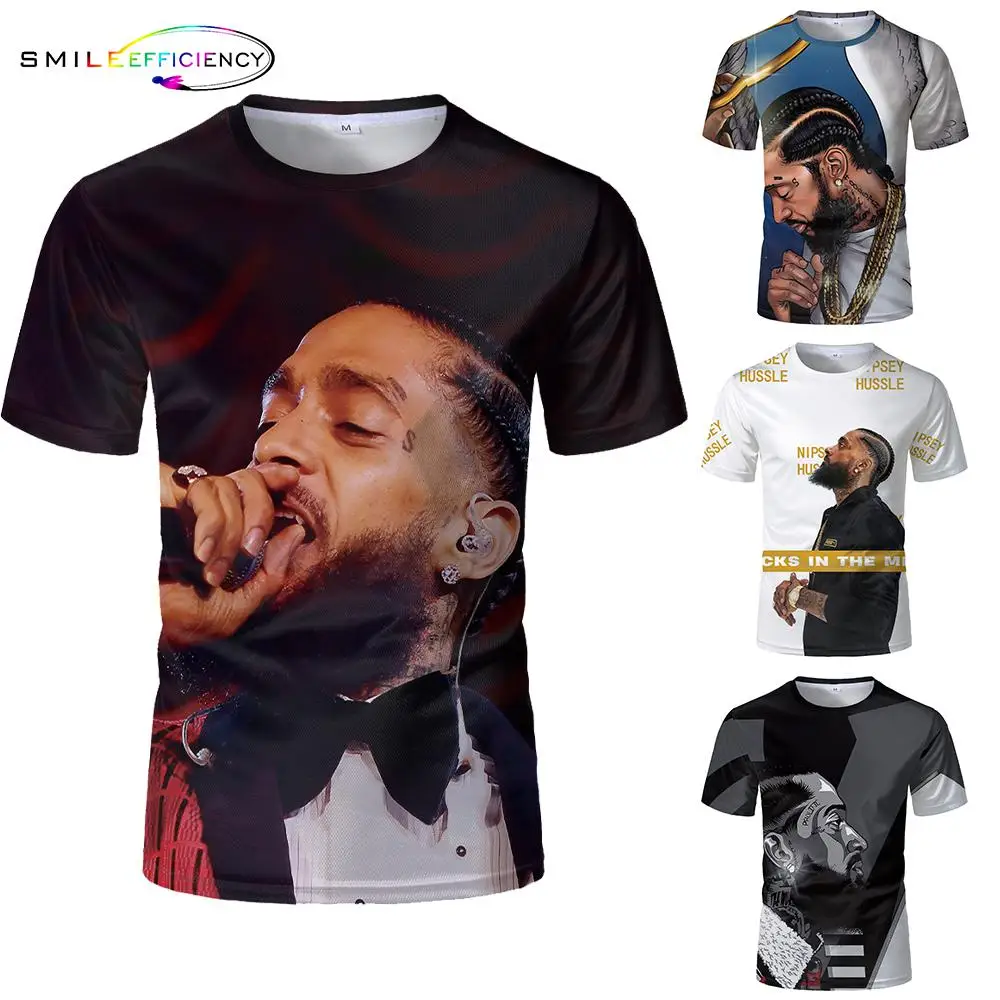 

nipsey hussle O-neck 3D T shirt Rapper Herringbone Breathable Cloth 3D printing T-shirt high quality Tshirt