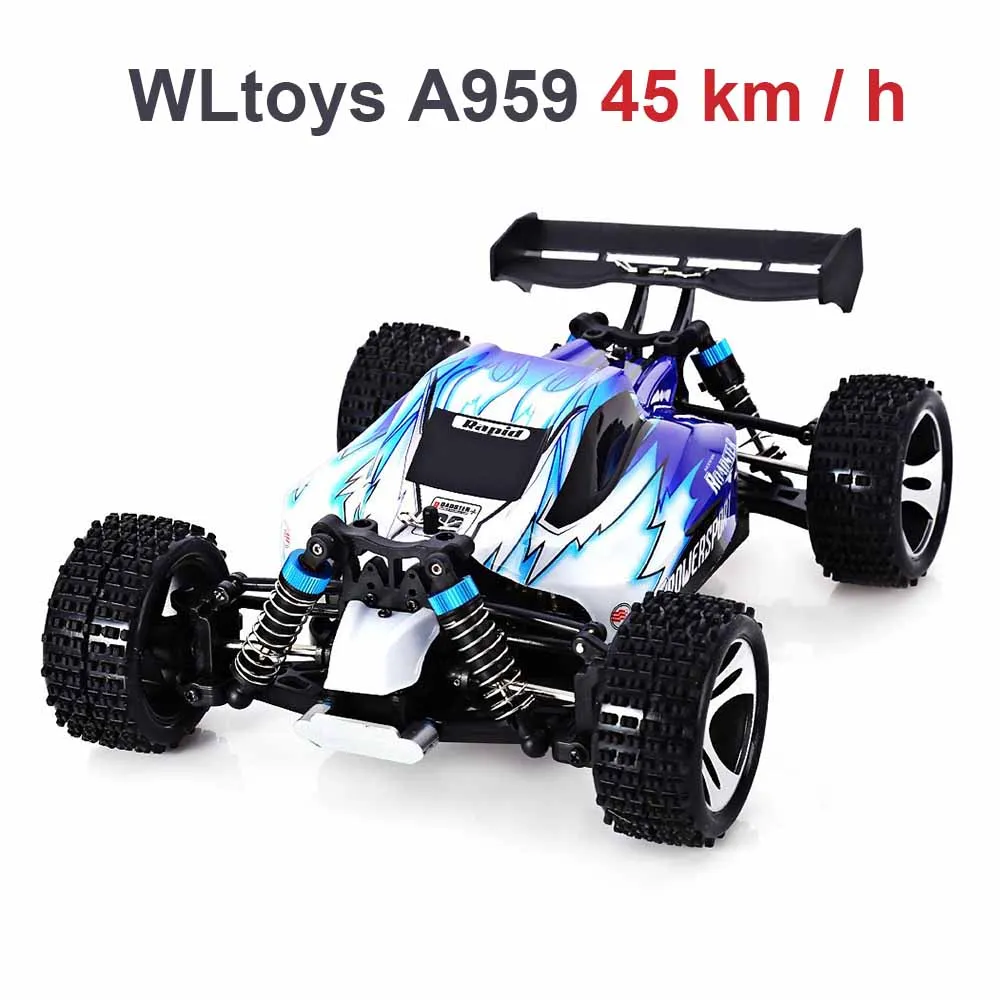 Wltoys A959 RC автомобилей высокоскоростной внедорожных 2,4 г дистанционного Управление Модель Масштаб 1:18 ралли противоударный резиновые колеса багги грузовик - Цвет: Blue 45 km per hour