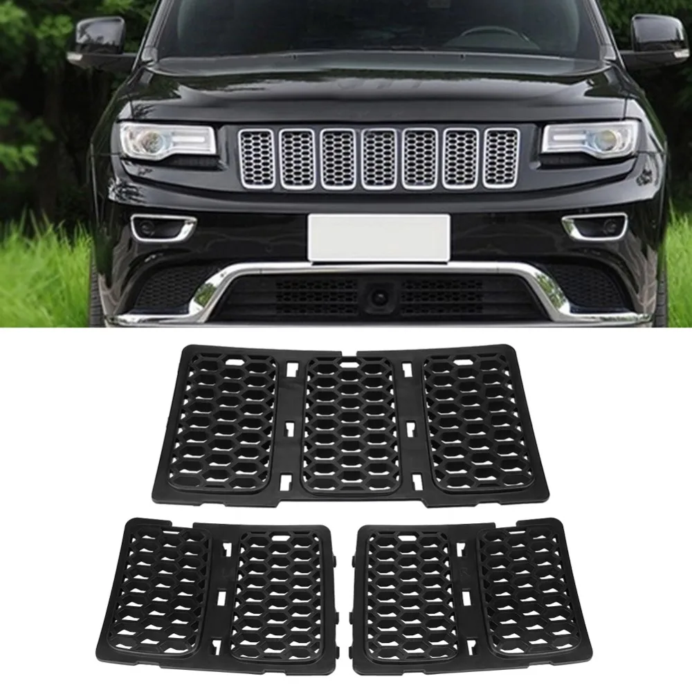 3pcs Front Grill Mesh Grille Insert Cover for Jeep Grand Cherokee 2014