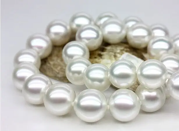 

19" Huge 18"11 to 12mm Natural South Sea genuine white perfect round pearl necklace (0926)