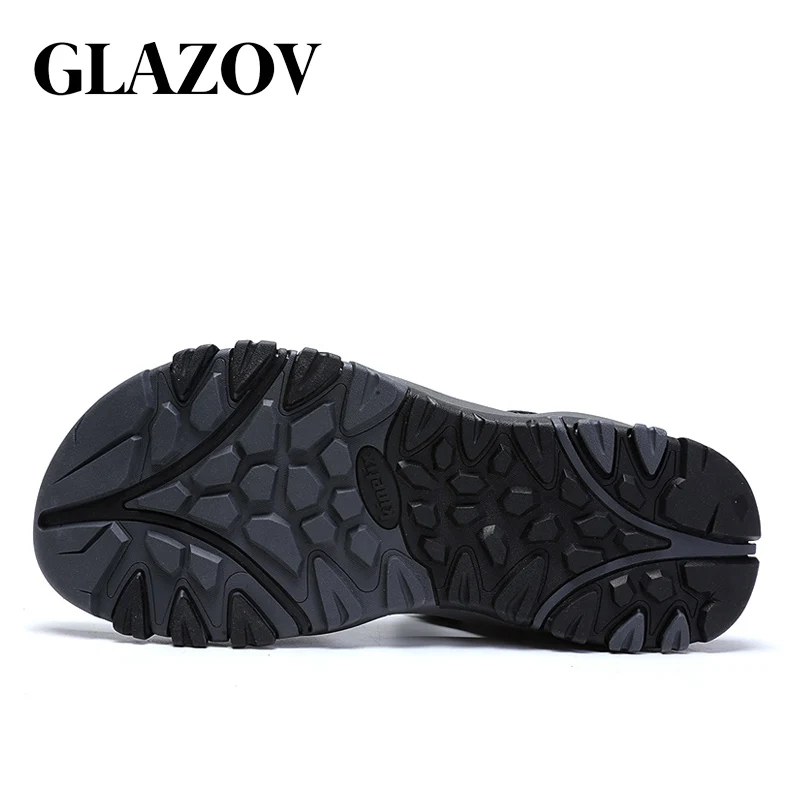GLAZOV Brand Summer Men Sandals Hook&loop Men's Summer Shoes 2018 Fashion Waterproof Casual Beach Shoes Big Size 40-45 Orange