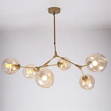 online Ouro nórdico espinha ramo da molécula de DNA Bolha De Vidro Sombra Retro Lâmpada Barra de Luz Pingente de Sala de Jantar Luminárias