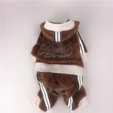 Pet Product Clothes For Dogs jumpsuit Puppy Warm Autumn Spring Clothing Brown Velvet With Rhinestone For Chihuahua
