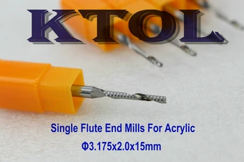 

3.175*2.0*15mm One Flute Spiral Cutter Solid Carbide End Mills Bits,Acrylic PVC Wood Milling Cutter Set CNC Router Bits Tools