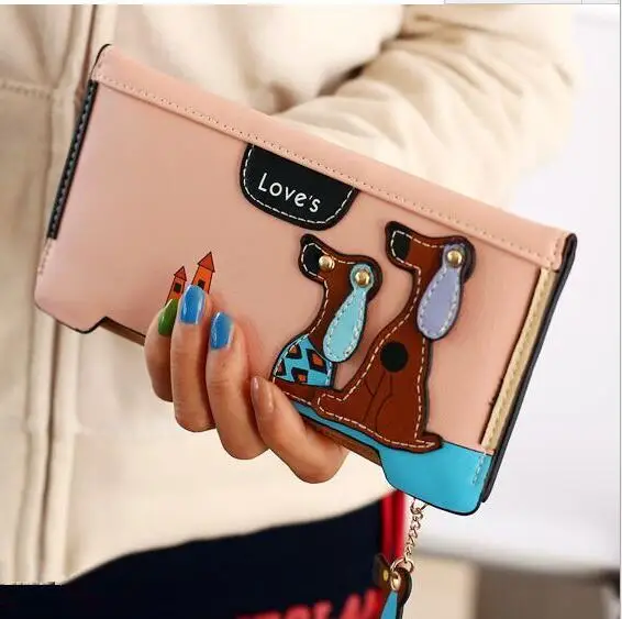 IMIDO Women Korean long wallet women two fold cartoon cute puppy lady