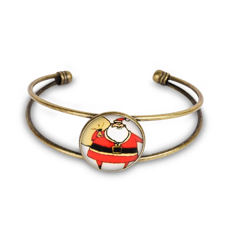 Hou Bian Cartoon Christmas Gift Vintage Santa Claus Snow Bracelets