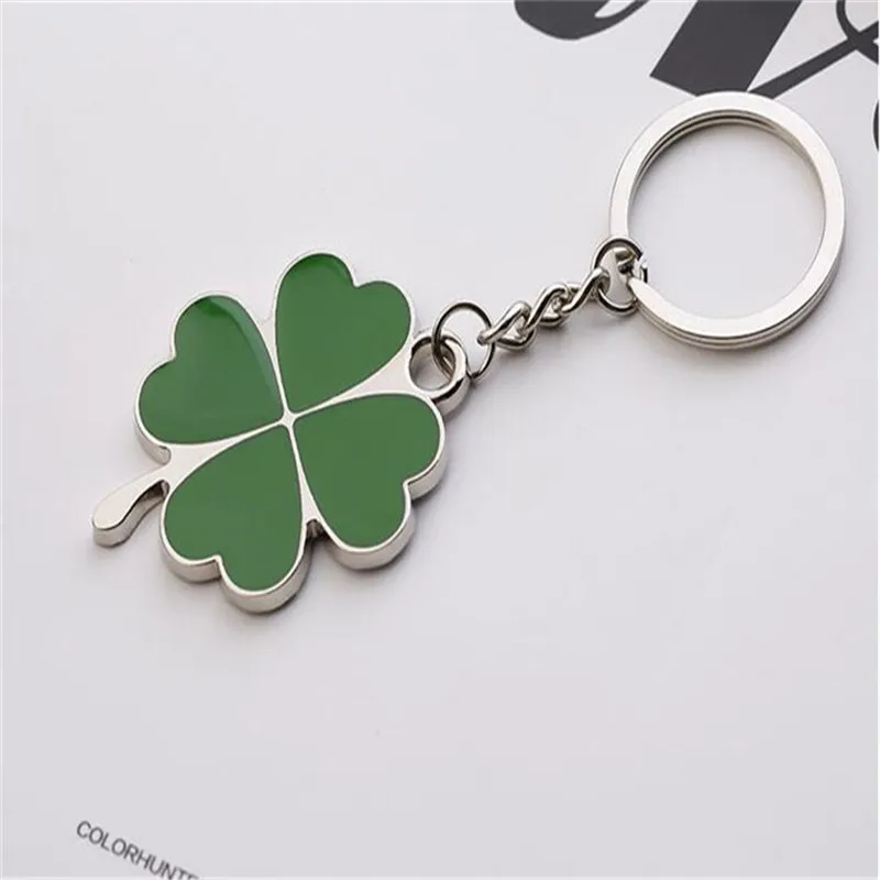 

Stainless Green Leaf Keychain Fashion Creative Beautiful Four Leaf Clover Steel Lucky Key Chain Jewelry B074