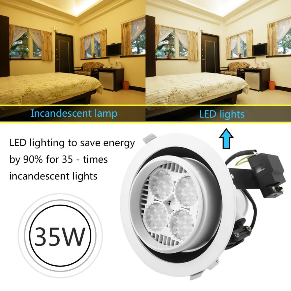 

35W LED Light Spot Round Lamp White Recessed Ceiling Down spotlight Bulbs Warm White For Kitchen Living Bedroom luminaria lamp