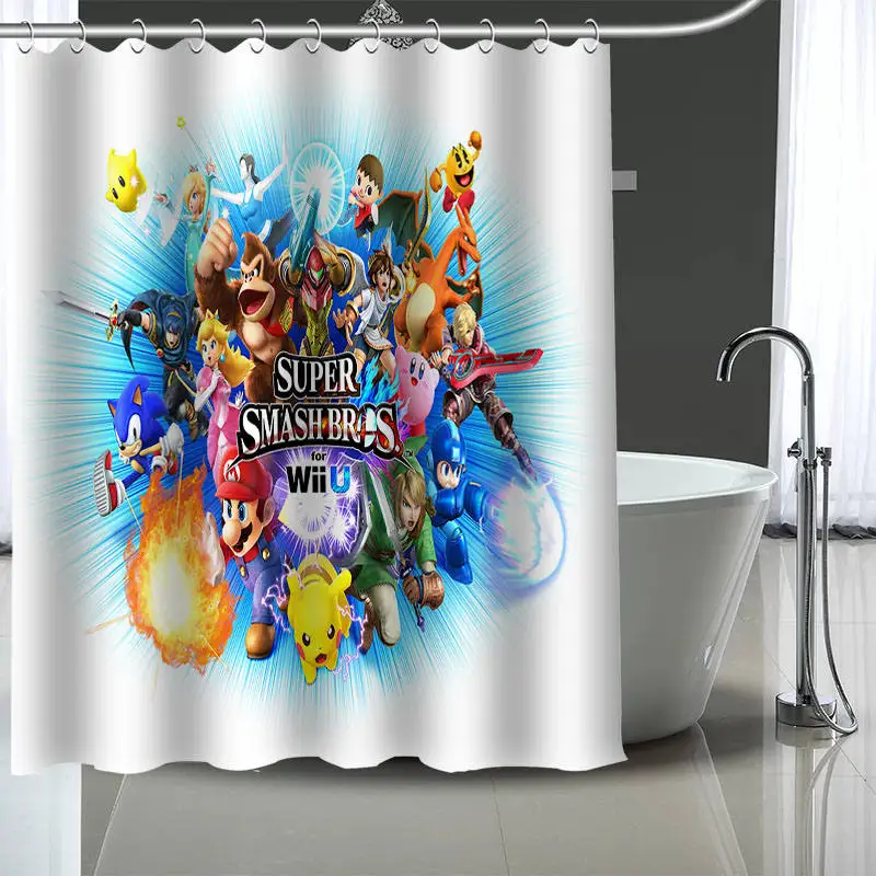 Пользовательские Супер Марио BROS занавески для душа с пластиковыми крючками современная ткань для ванной украшения интерьера, шторы занавески s на заказ ваше изображение