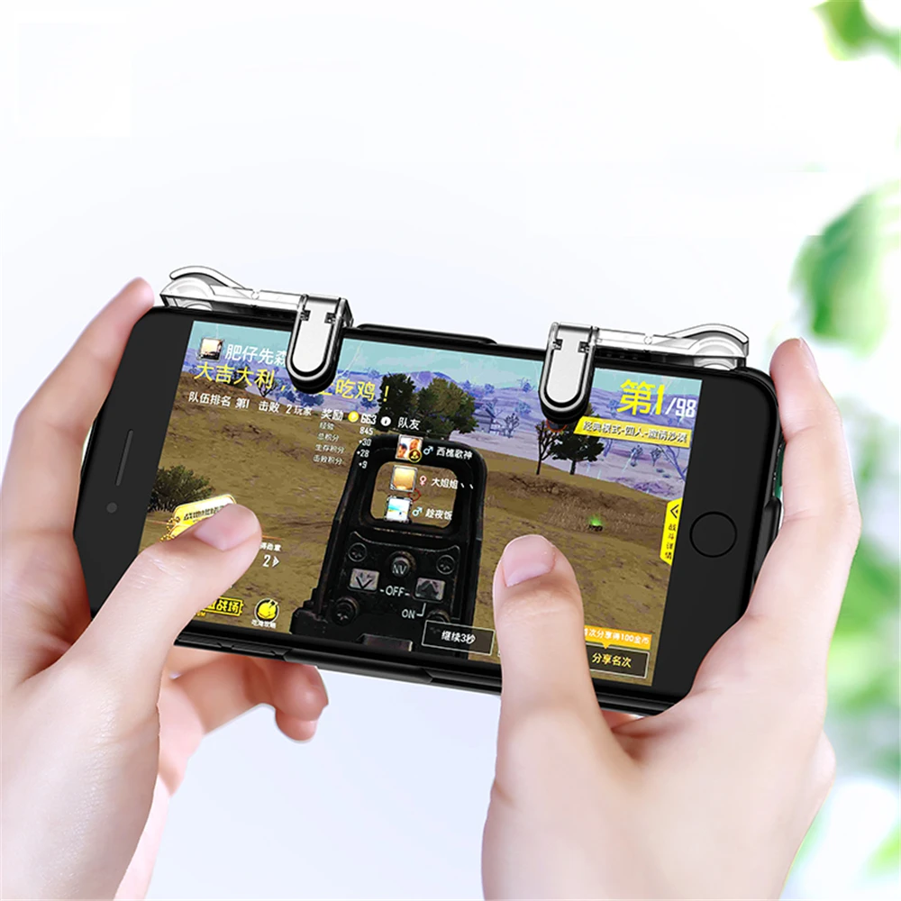 Kopen 2 in 1 Draagbare Power Bank Telefoon case battery charger + game mobiele joystick controller trigger voor iPhone 6 7 8 X 6 p 7 p 8 p