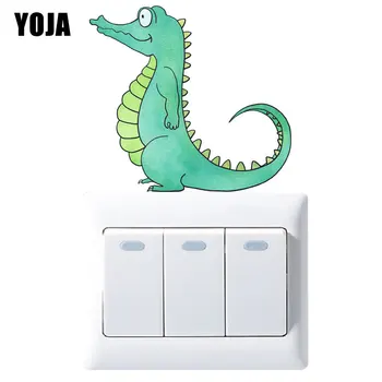 

YOJA Green Cartoon Crocodile Dinosaur Decor Wall Switch Sticker Living Room Bedroom Personalized Decals 8SS0910
