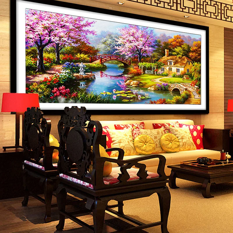 Billige Nadel Kunsthandwerk Diy Diamant Malerei Kreuzstich Traumhaus Diamant Stickerei Kabine Landschaft Zauberwürfel Drillbild