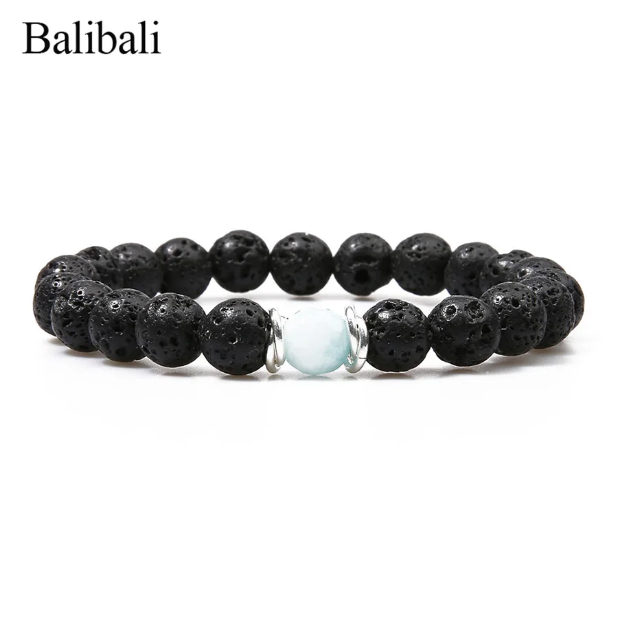 Классический плетеный браслет Balibali черный женский длинный с бусинами из
