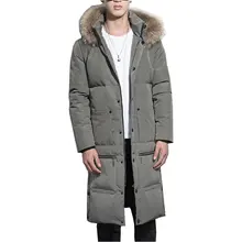 Новинка, зимняя мужская куртка, теплое пальто, модные хлопковые куртки, длинное приталенное пальто, мужской воротник из натурального меха, утепленные парки