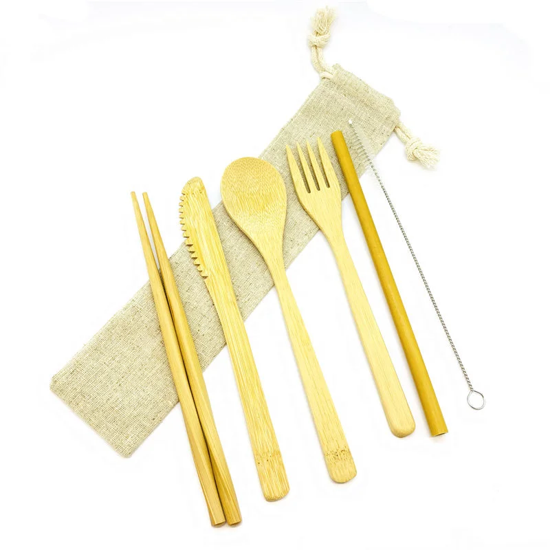 Organic Bamboo Utensils Set Premium Quality Reusable Bamboo Cutlery Set