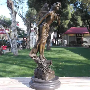 

Young girl butterfly wings copper sculpture fashion decoration crafts home accessories gift Bronze wedding watch brass statue