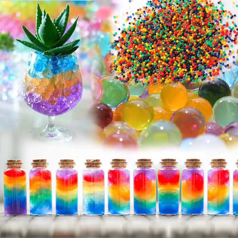 1500 particles /lot Pearl shaped Crystal Soil Water Beads Mud Grow Magic Jelly balls Growing Water hydrogel mix color