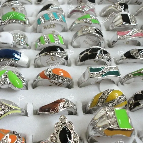 80pcs wholesale lots jewelry ring new WOMENS nice enamel & rhinestone