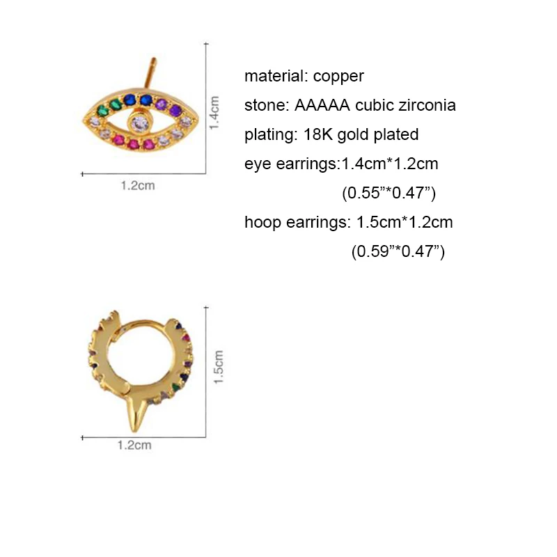 Маленькие Мини-серьги-кольца, цветные женские серьги с фианитом, покрытые золотом, милые модные ювелирные изделия, панк-аксессуар, MZ019