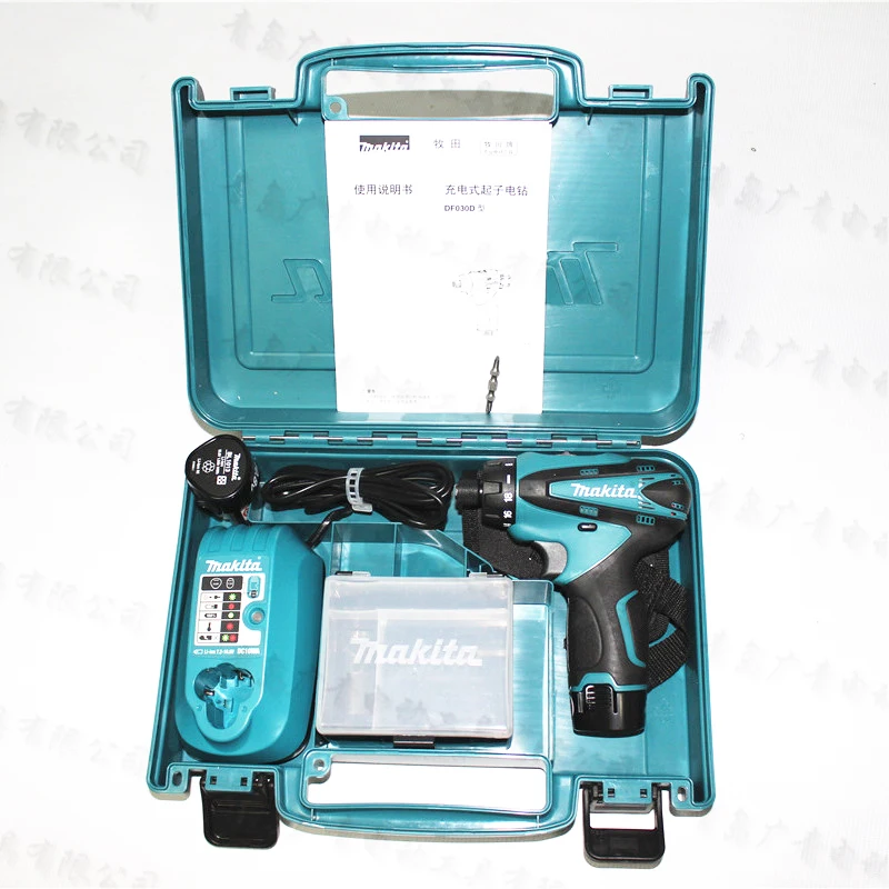 Японская аккумуляторная отвертка Makita DF030DWE, 10,8 В, Электрическая отвертка, отвертка с двумя литиевыми батареями