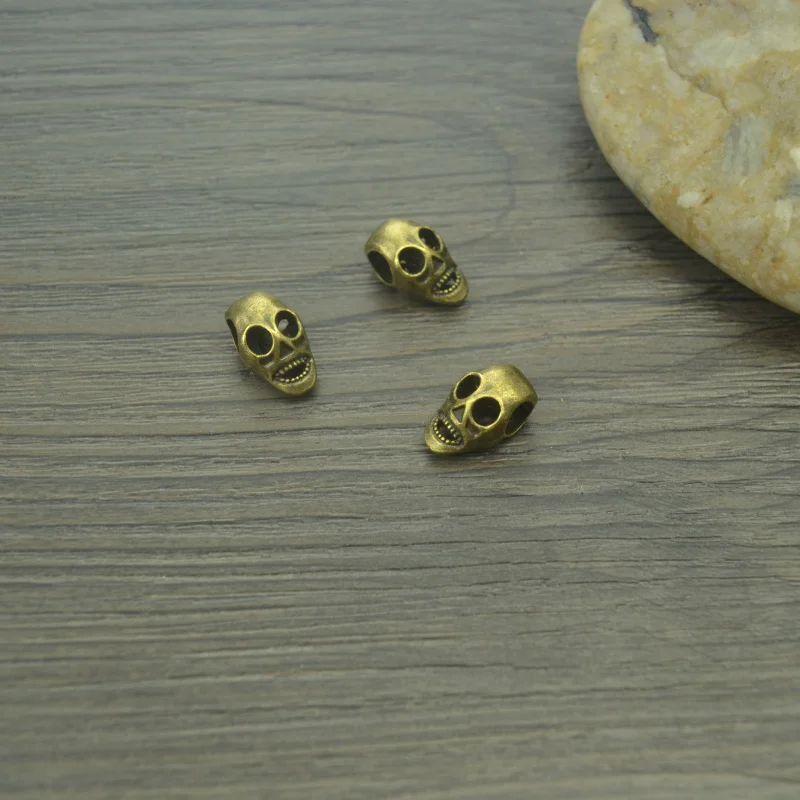 

20 pcs antique bronze metal big hole skull beads Fit European bracelet Jewelry making 15*9*8mm 4296B