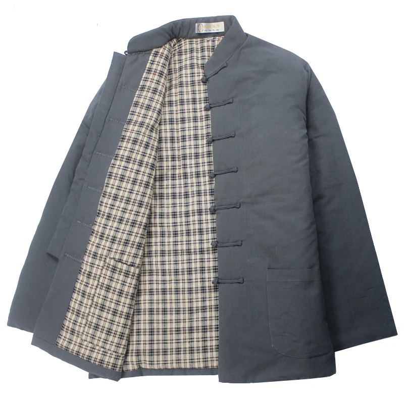 Хлопок, Мужская стеганая куртка, традиционная китайская одежда, костюм Тан, пальто, униформа кунг-фу Тай Чи, Мужская Зимняя Толстая куртка