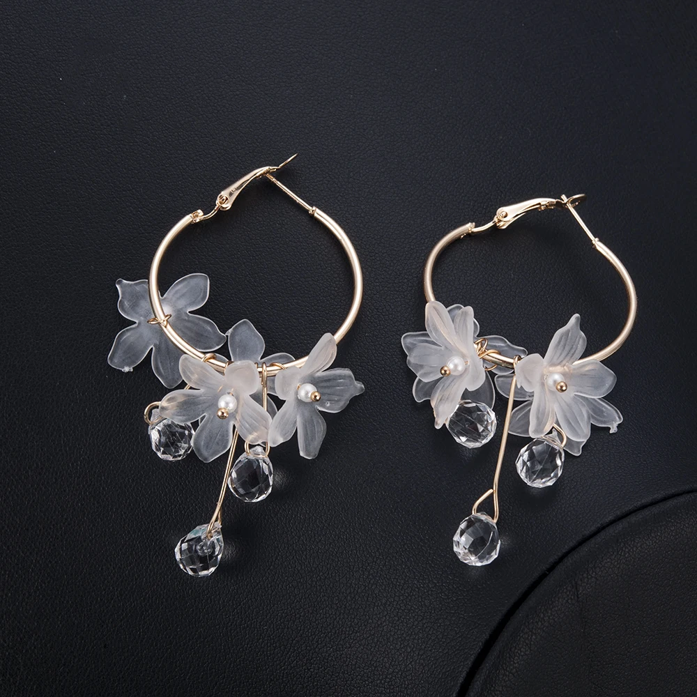 

Drop Earrings Crystal Tassel Dangle Acrylic Flower Women Jewelry Accessories aretes artesanales de mujer orecchini rombo brincos