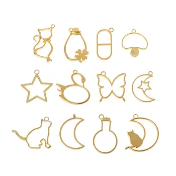 

12Pcs Animal Metal Frame Pendant Open Bezel Blank Setting UV Resin Jewelry Charm New