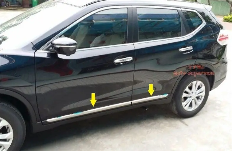 S.steelサイドドアモールディングトリム日産新xトレイルT32 2014 2015trim chromeside door