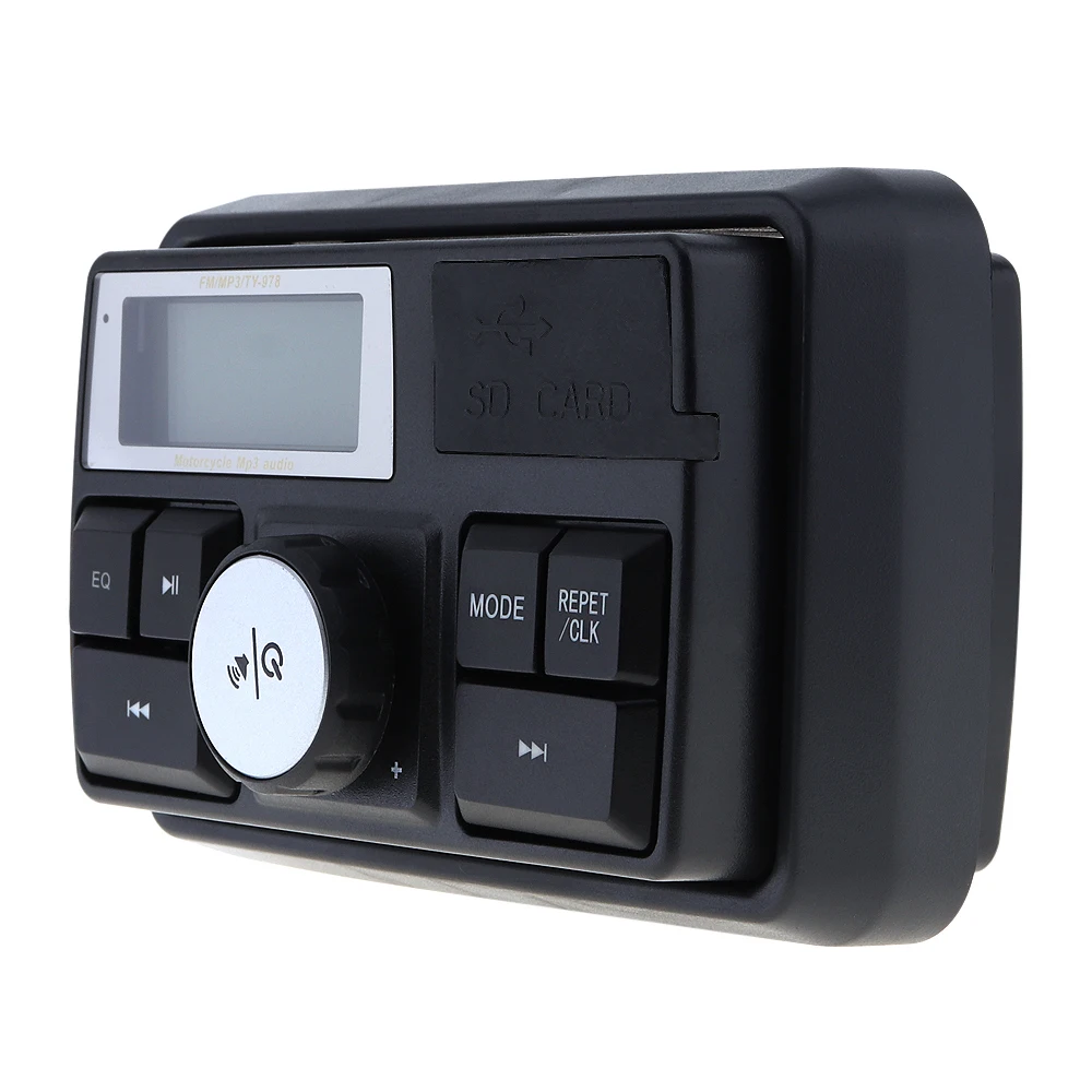 12 В 10 Вт Водонепроницаемый Противоугонный звук MP3 плеер с дисплеем экран Поддержка FM радио SD карта USB для мотоцикла электромобиль