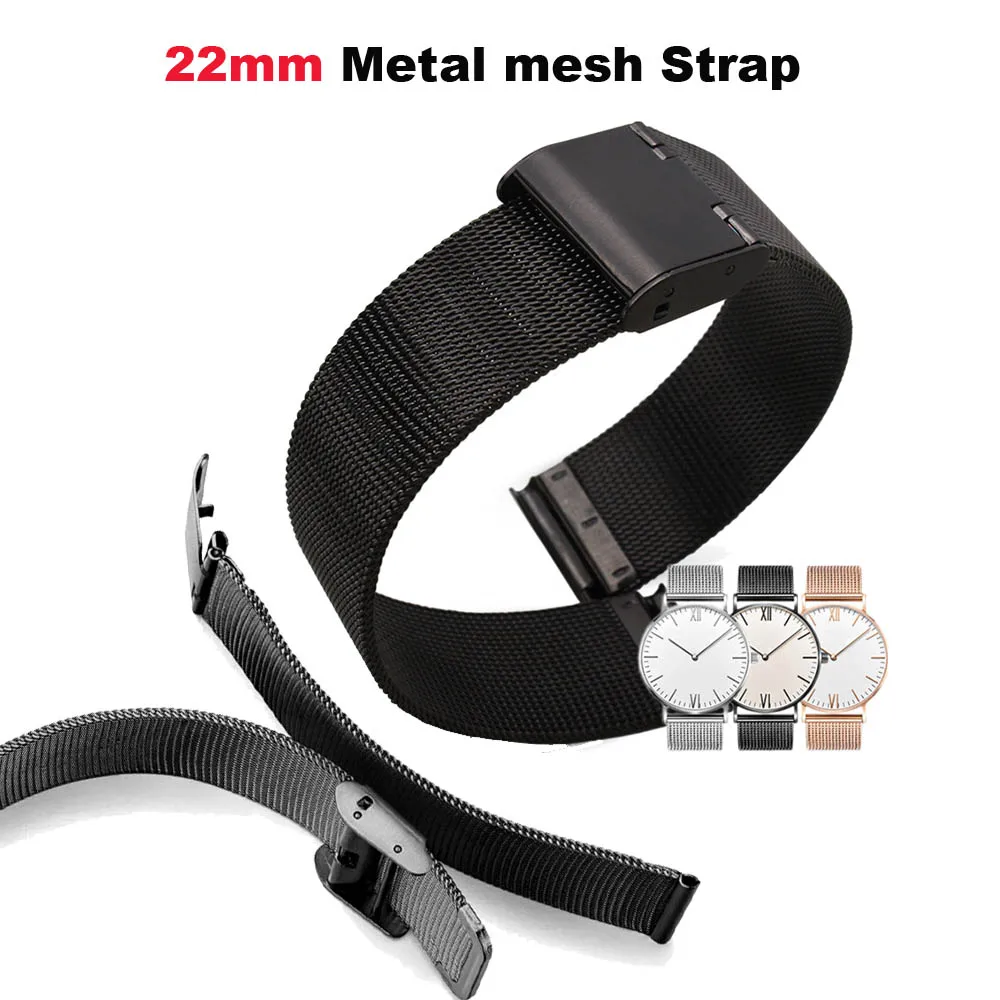 

22mm Metal Bracelet Band For Huami Amazfit Pace Stratos 2 Watch Strap For Samsung Gear S3 Galaxy 46mm Pulseira For Huawei Correa